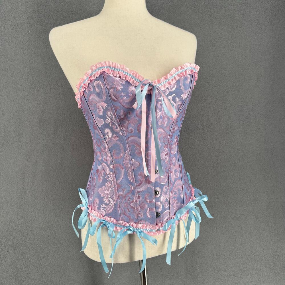 Regencycore Bridgerton Feminine Boho Lace‎ Up Corset Pastel Womens M Purple